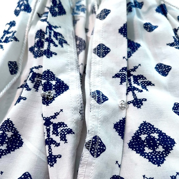 NWOT Ava Christine Navy & Cream Tribal Print Rayon Tank Size S Halter Neck - Picture 10 of 10